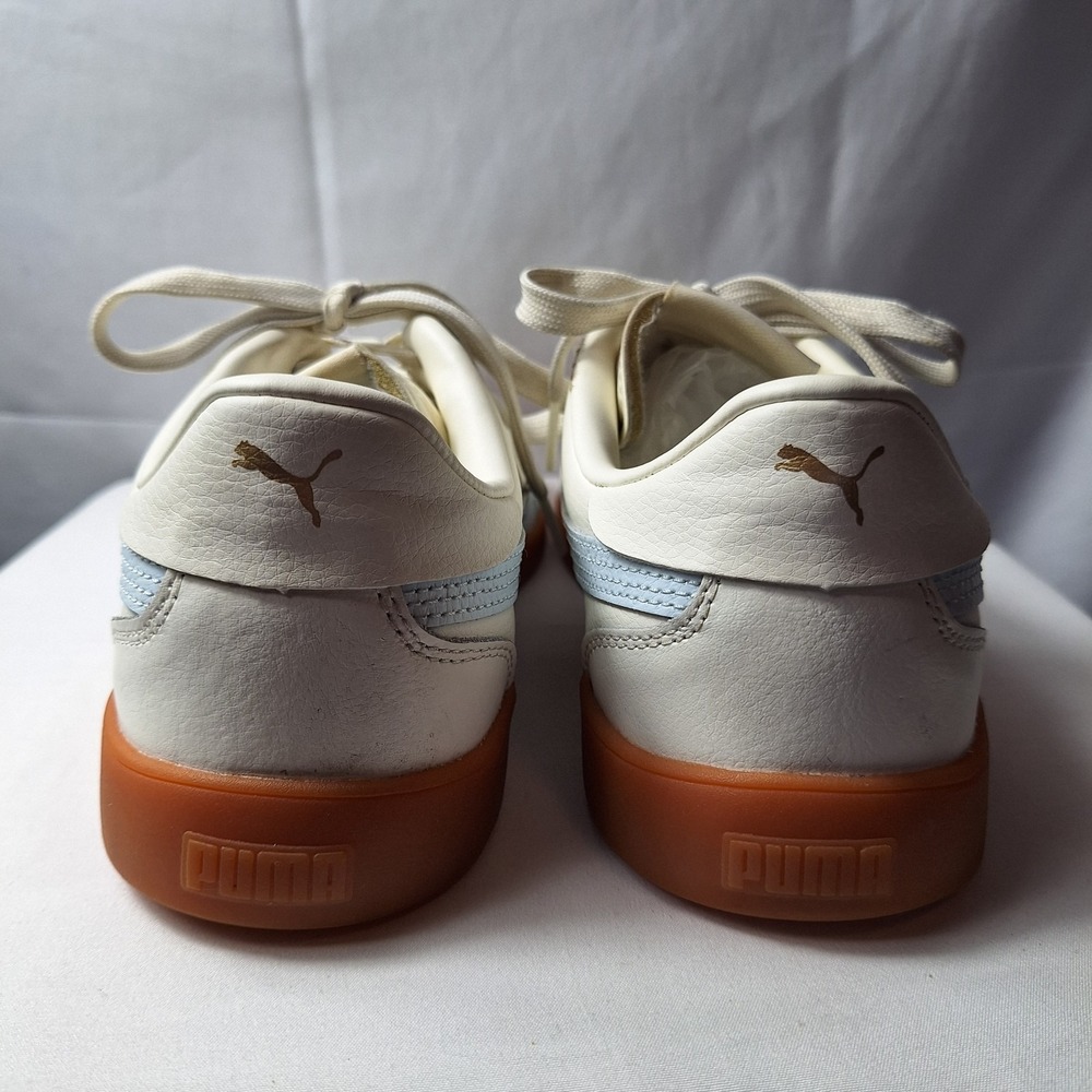 PUMA Club 5v5 Sneaker Womens Sz 8.5 White Blue Leather Gum Sole Minimalist Retro - Picture 7 of 11